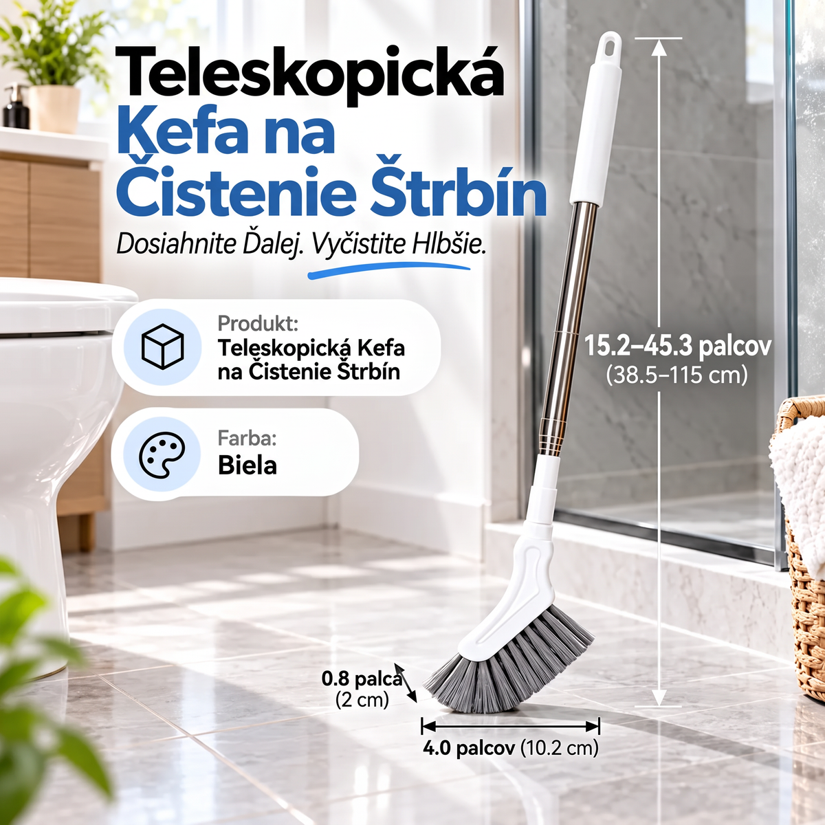 Teleskopická kefa na čistenie štrbín