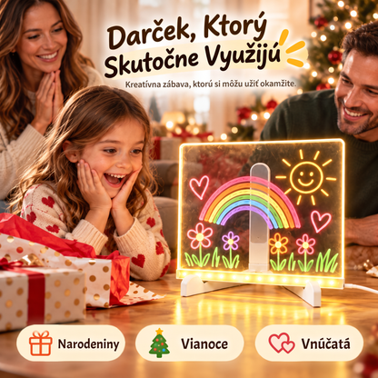 ✨ Akrylová tabuľa s LED podsvietením na kreslenie a písanie poznámok – obsahuje súpravu 7 fixiek 🎨 Rozvíjajte predstavivosť svojho dieťaťa