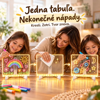 ✨ Akrylová tabuľa s LED podsvietením na kreslenie a písanie poznámok – obsahuje súpravu 7 fixiek 🎨 Rozvíjajte predstavivosť svojho dieťaťa