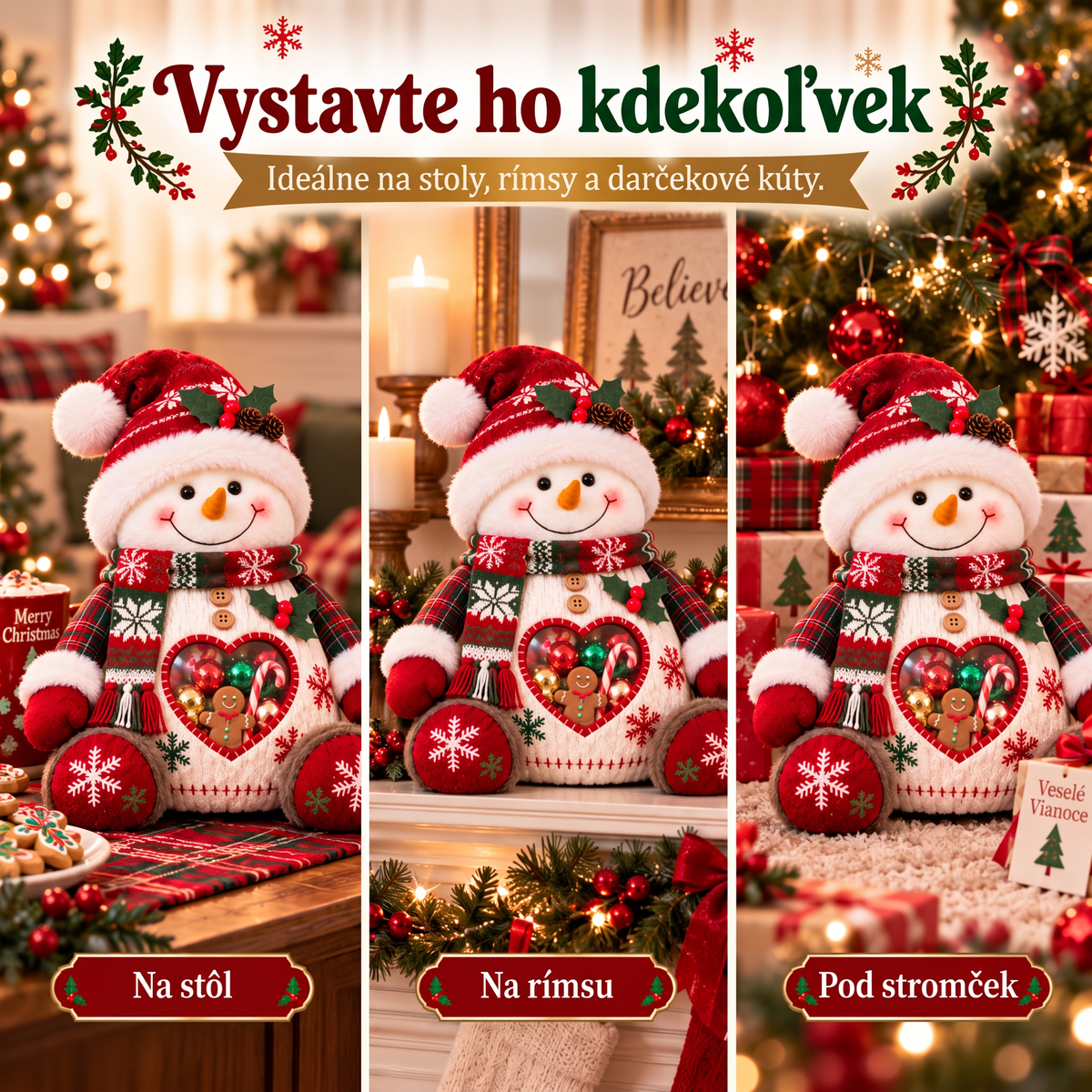 🎅🎄Posledný deň – zľava 50 %! 🍭Nádoba na sladkosti s vianočným motívom – opakovane použiteľný obal na dobroty a darčeky🦌Ideálna voľba pre deti