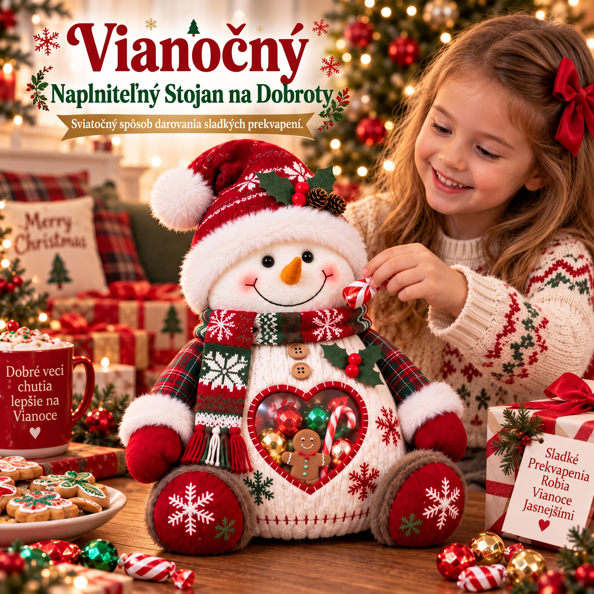 🎅🎄Posledný deň – zľava 50 %! 🍭Nádoba na sladkosti s vianočným motívom – opakovane použiteľný obal na dobroty a darčeky🦌Ideálna voľba pre deti