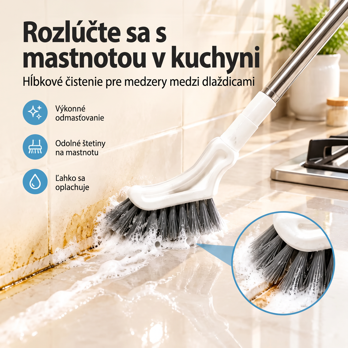 Teleskopická kefa na čistenie štrbín