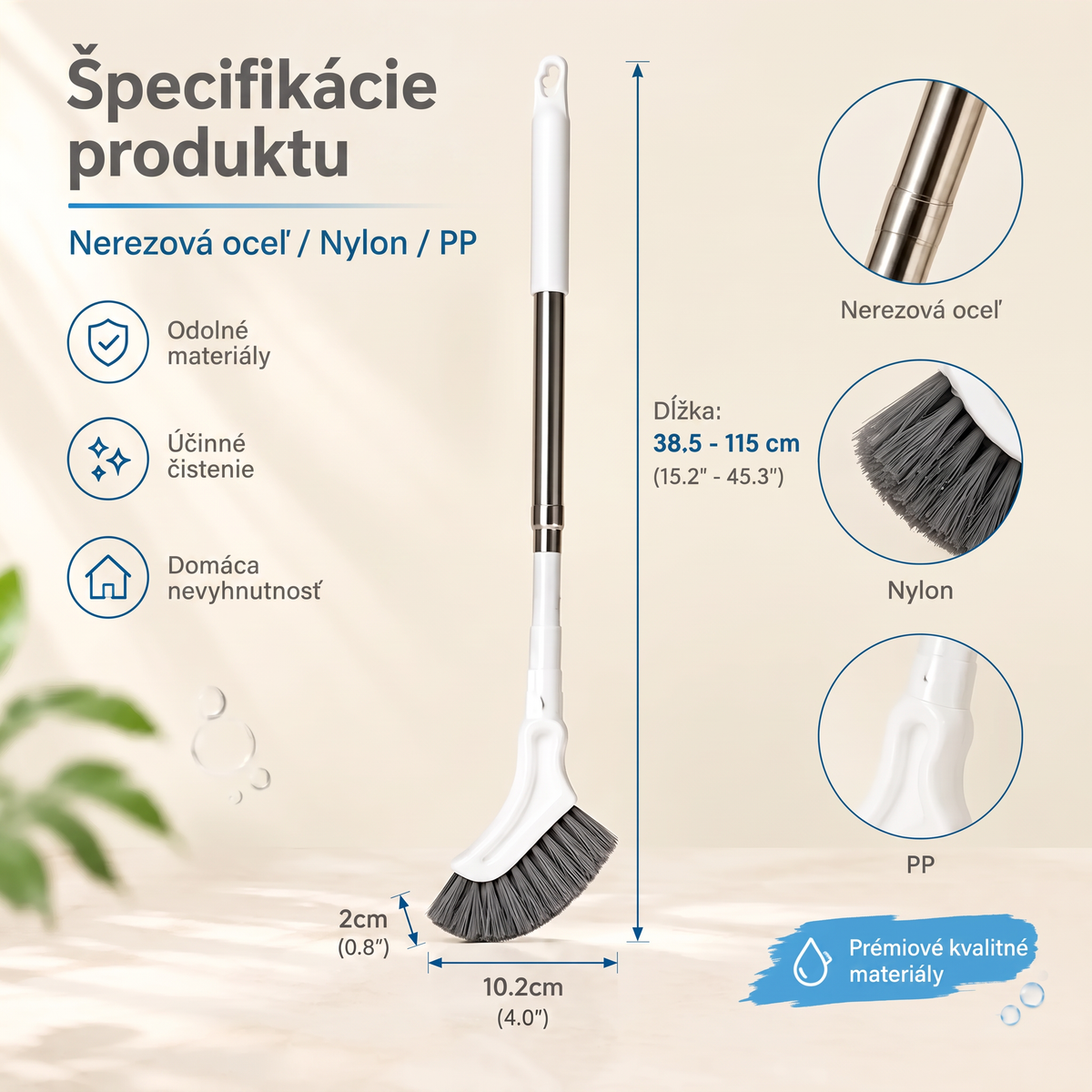 Teleskopická kefa na čistenie štrbín